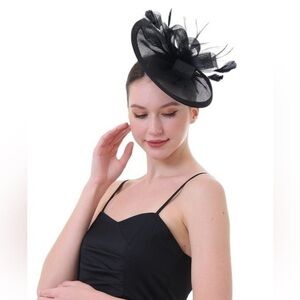 NWOT Black Color Fascinator Hat for Women Tea Party Wedding Kenturky Derby Hat